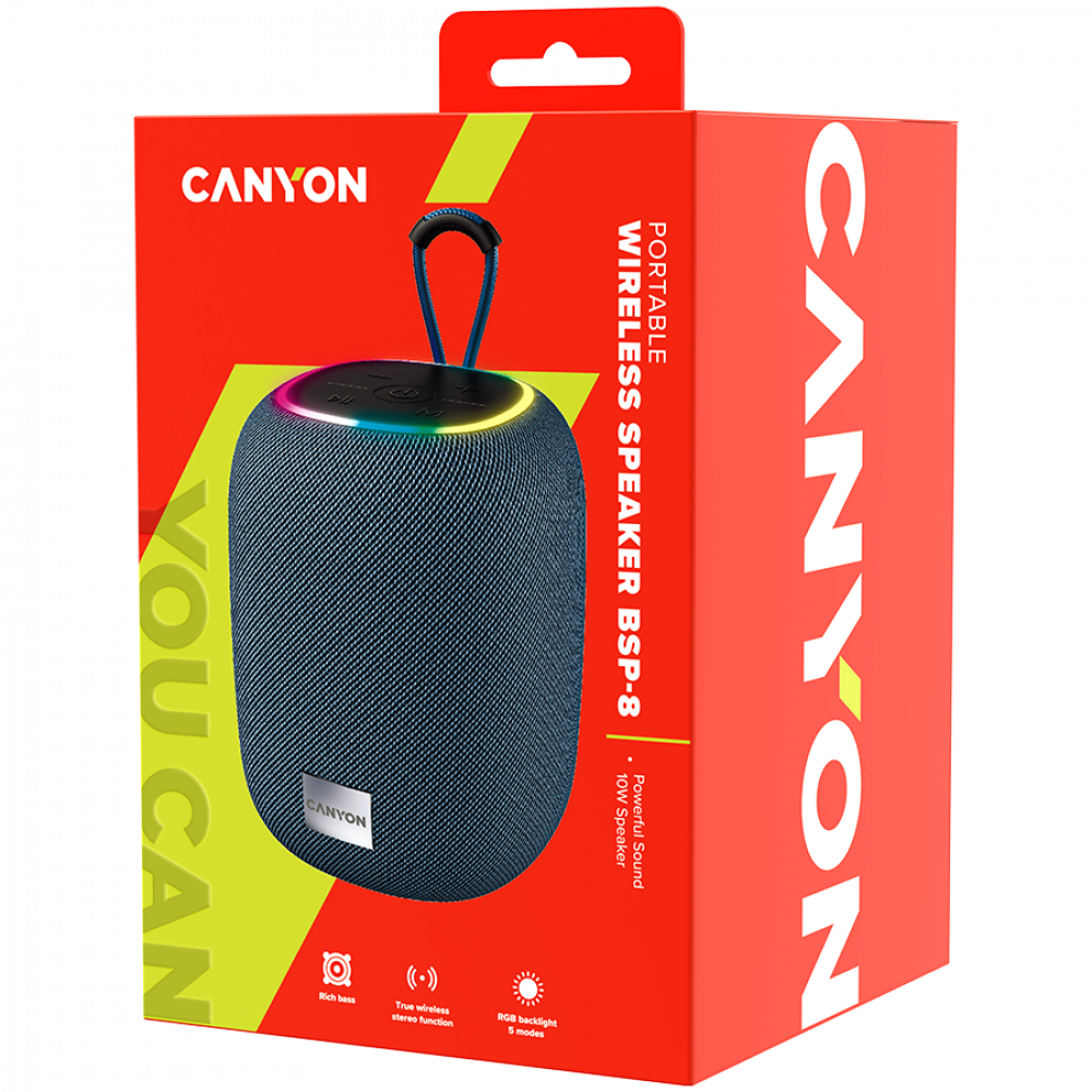 Canyon BSP-8 10W Portable Bluetooth Speaker Grey