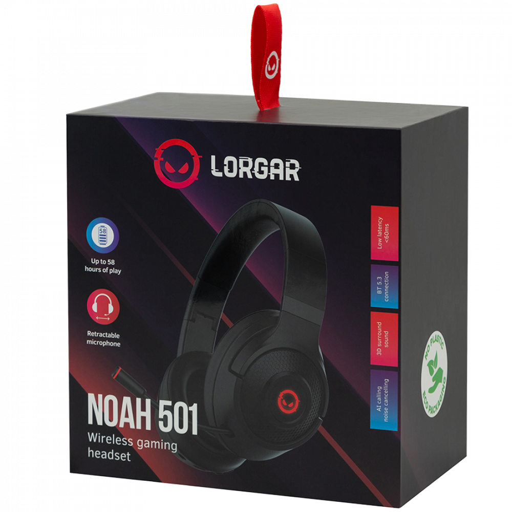 LORGAR Gaming-Kopfhörer Noah 501 Kabellos Schwarz
