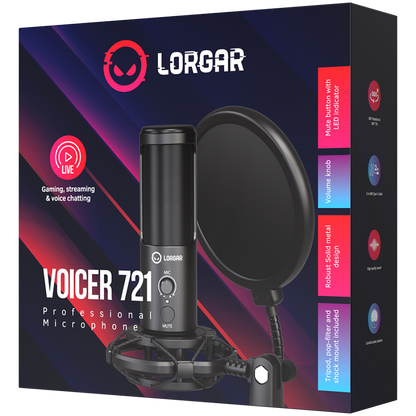 Lorgar Voicer 721 USB Gaming Microphone black