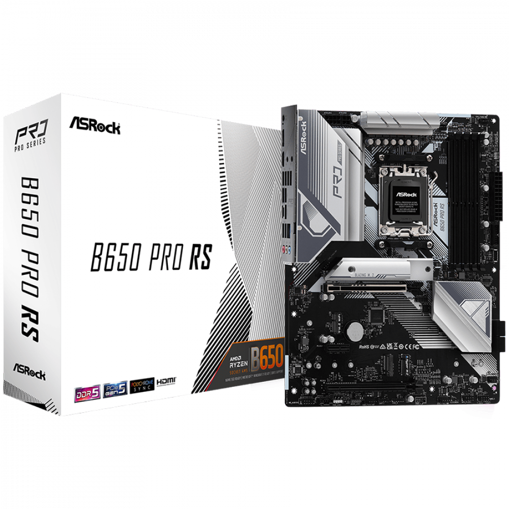 ASROCK B650 PRO RS ATX-Motherboard für AMD Ryzen 7000 DDR5 6200 MHz