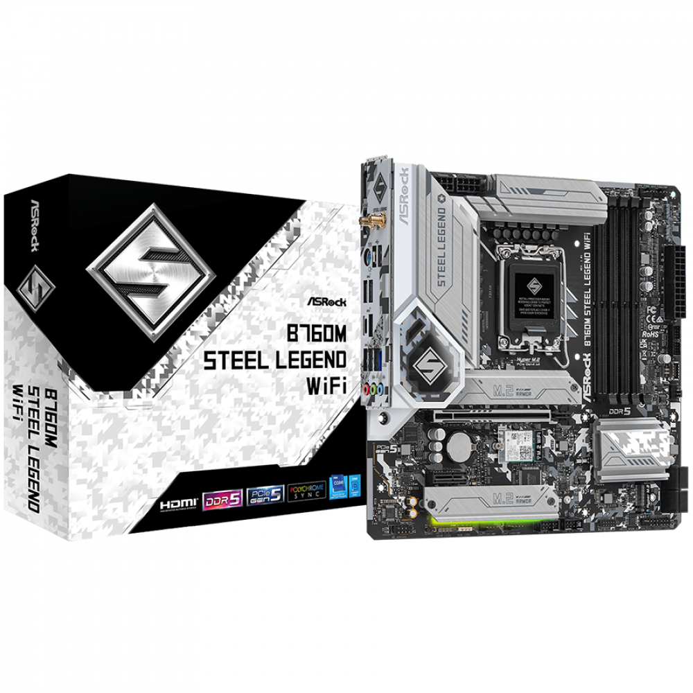ASROCK B760M Steel Legend WiFi Micro ATX DDR5 4800 MHz Motherboard