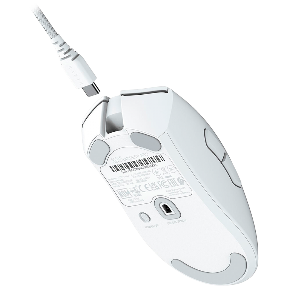 RAZER Gaming-Maus DeathAdder V3 Pro Weiß Ergonomisch Kabellos