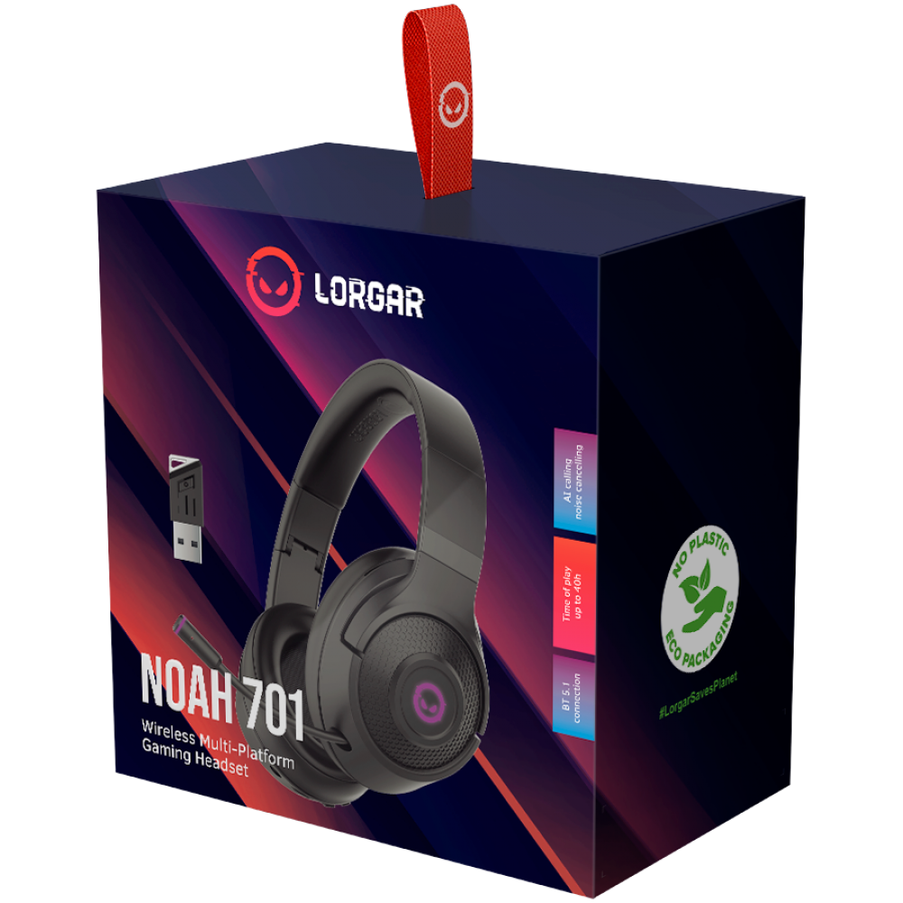 Lorgar Noah 701 Wireless Gaming Headset, Black