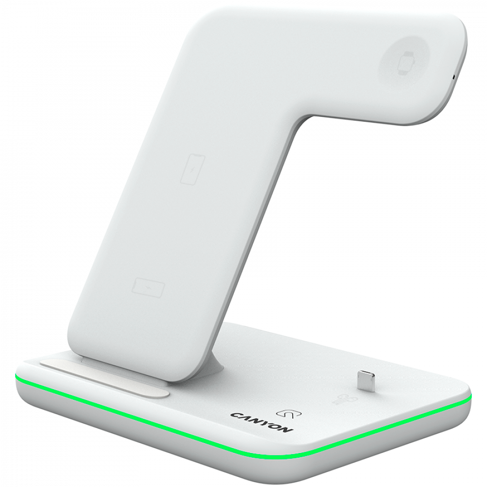 Canyon WS-302 15W 3-in-1 Wireless Charger for Phone, White
