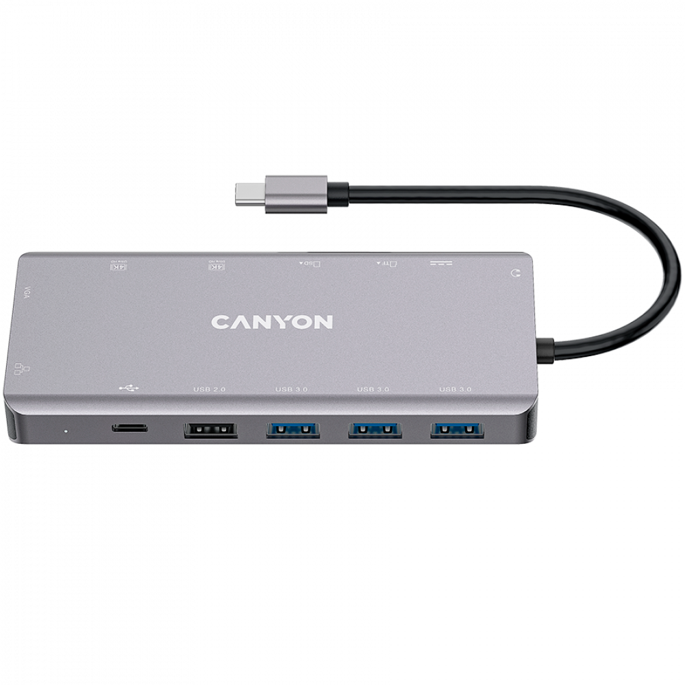 Canyon DS-12 Gray 13-in-1 4K USB-C Portable Hub