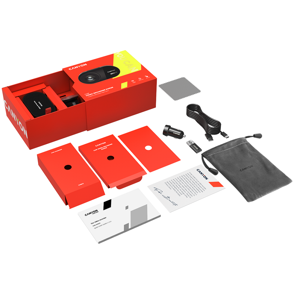 Wideorejestrator DVR 2.5K 1440p Wi-Fi Canyon DVR25 czarny