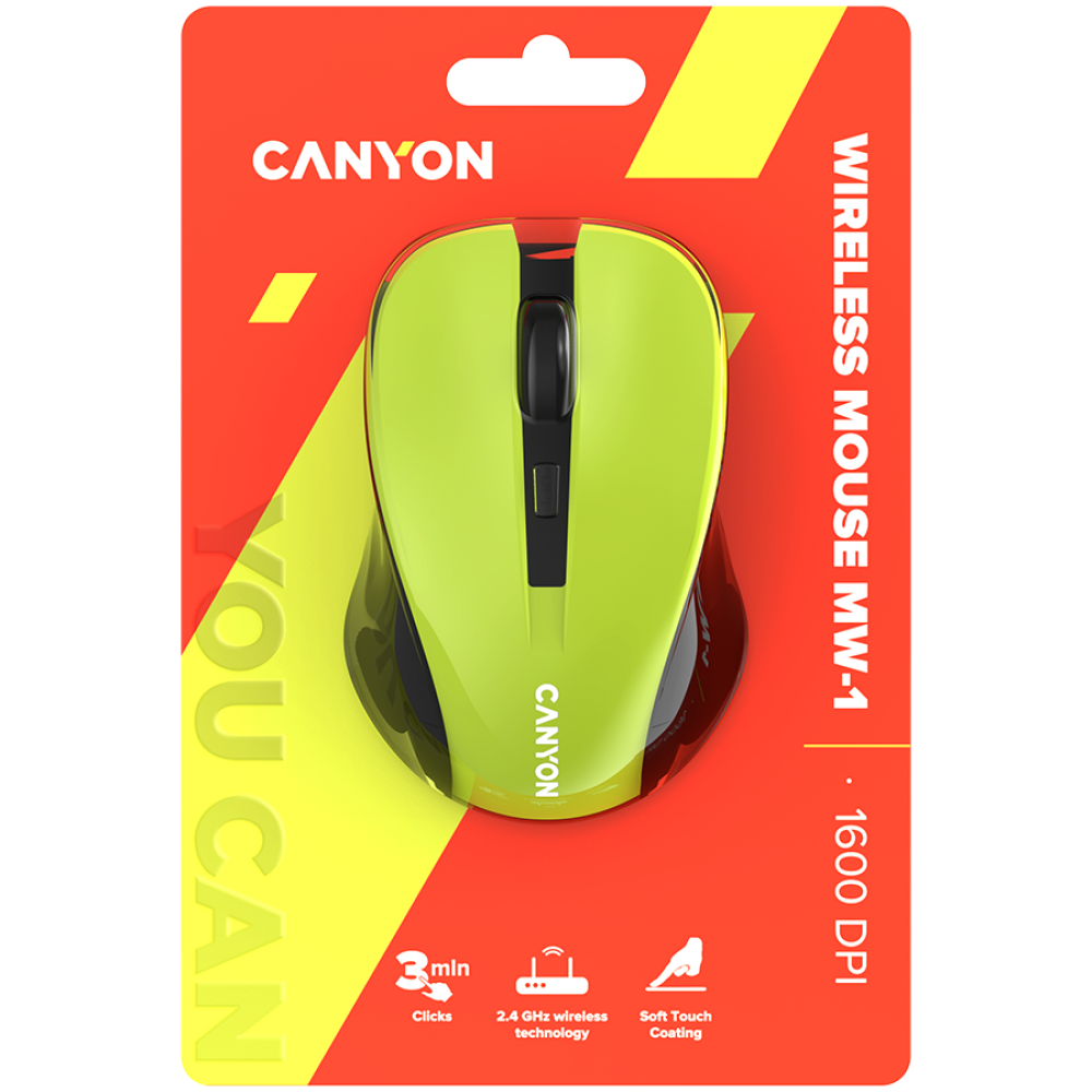 Canyon MW-1 Yellow Ergonomic Wireless Mouse