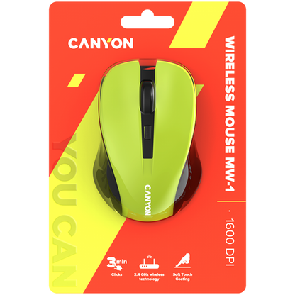 Canyon MW-1 Yellow Ergonomic Wireless Mouse