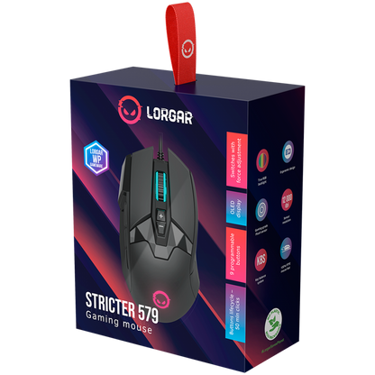 Gaming-Maus USB LED RGB Lorgar Stricter 579 schwarz