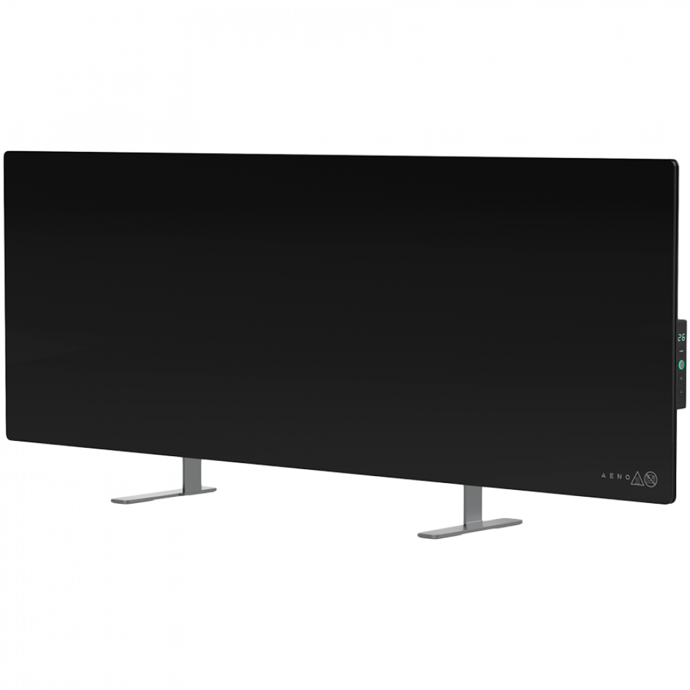Schlanker elektrischer Glasheizkörper 1 cm Infrarot 700W Aeno Smart schwarz
