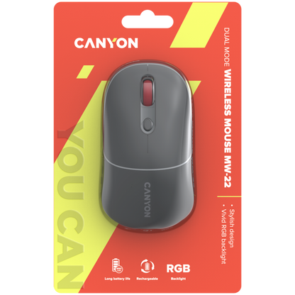 Kabellose 2-in-1-RGB-Maus Canyon MW 22 grau
