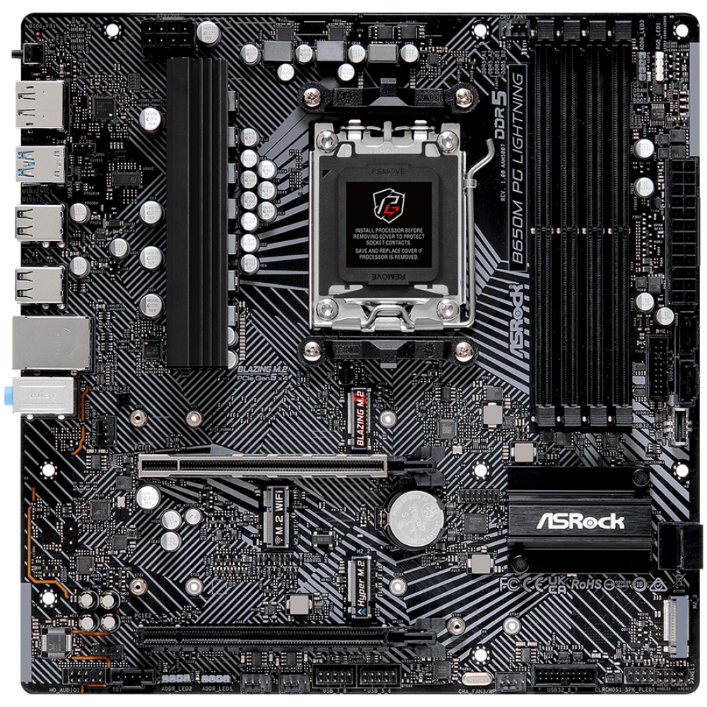 ASROCK B650M PG Lightning AMD B650 Micro ATX Motherboard 7200 MHz