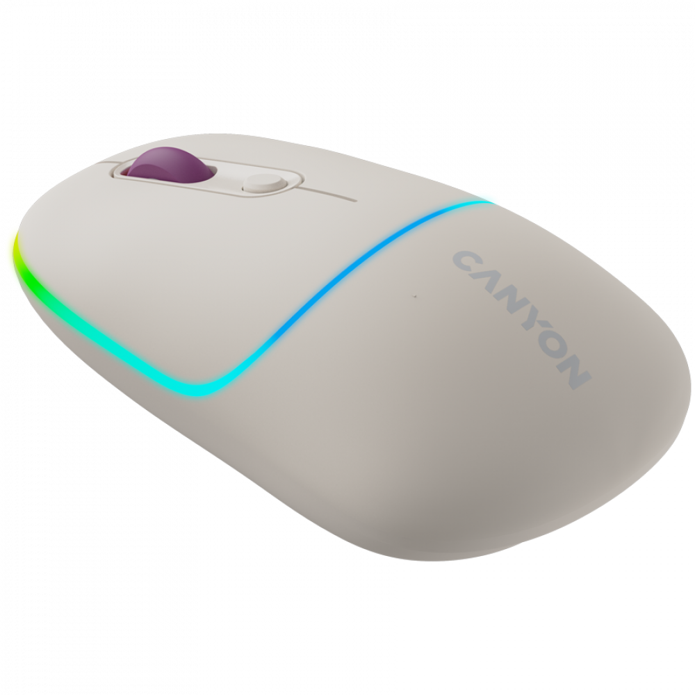 Canyon MW-22 RGB 2-in-1 Ergonomic Wireless Mouse Beige