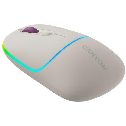 Canyon MW-22 RGB 2-in-1 Ergonomic Wireless Mouse Beige