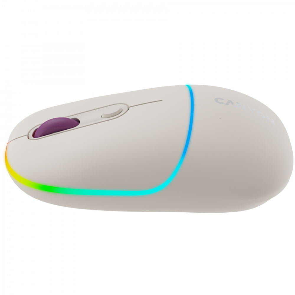Canyon MW-22 RGB 2-in-1 Ergonomic Wireless Mouse Beige
