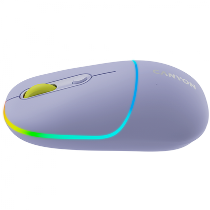 Mysz bezprzewodowa 2w1 RGB Canyon MW 22 fioletowa