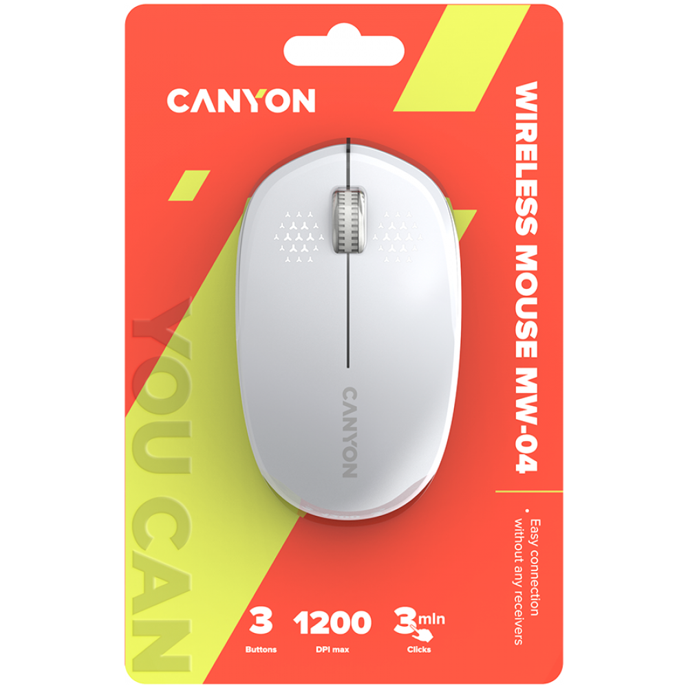 Canyon MW-04 Wireless Ambidextrous Bluetooth Mouse, white