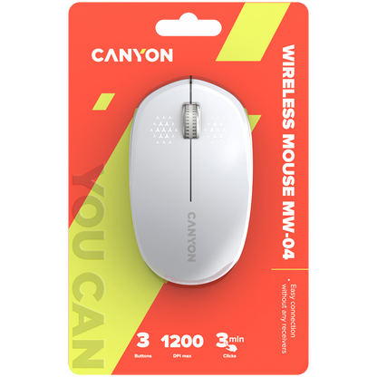 Canyon MW-04 Wireless Ambidextrous Bluetooth Mouse, white