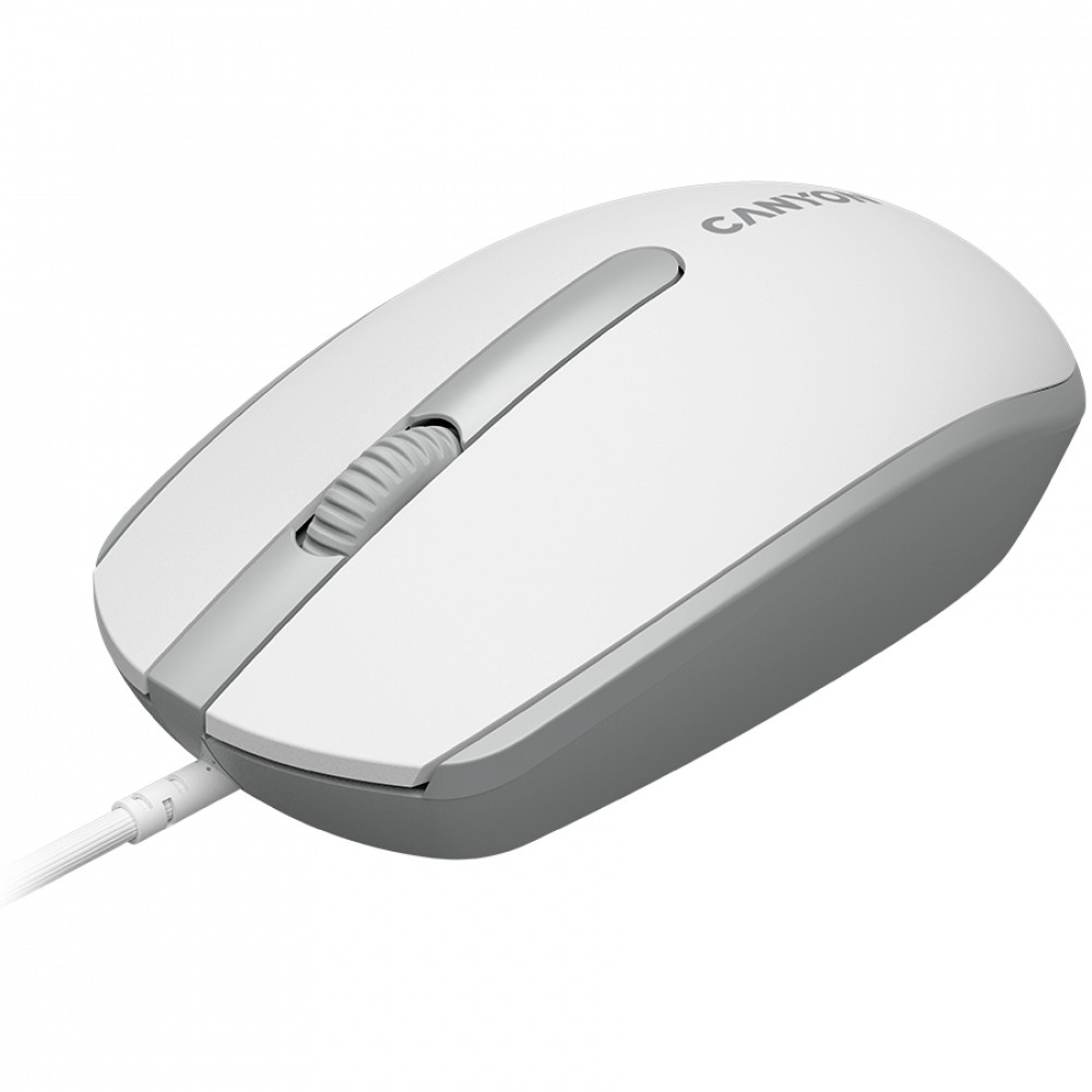 Kabelgebundene Maus 1000 DPI ergonomisch Canyon M-10 weiß-grau
