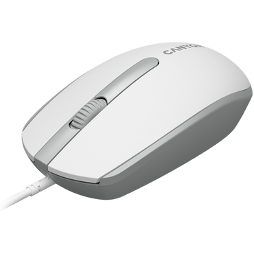 Mysz przewodowa 1000 DPI ergonomiczna Canyon M-10 biało-szara