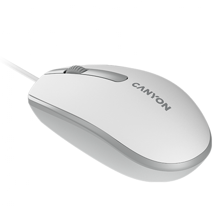 Kabelgebundene Maus 1000 DPI ergonomisch Canyon M-10 weiß-grau