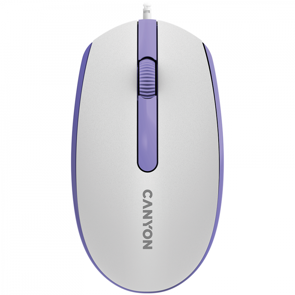 Canyon M-10 Wired Ergonomic Mouse 1000 DPI, White and Lavender