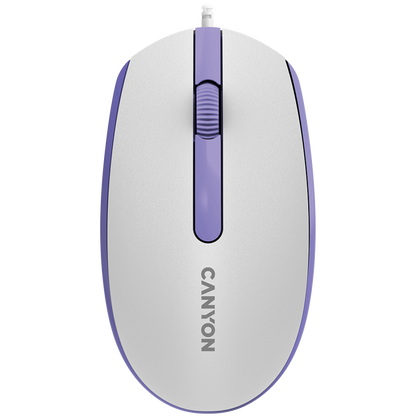 Canyon M-10 Wired Ergonomic Mouse 1000 DPI, White and Lavender