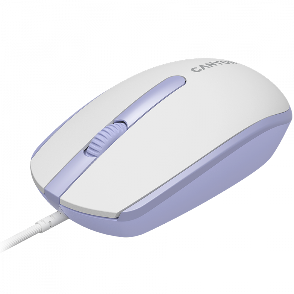 Canyon M-10 Wired Ergonomic Mouse 1000 DPI, White and Lavender