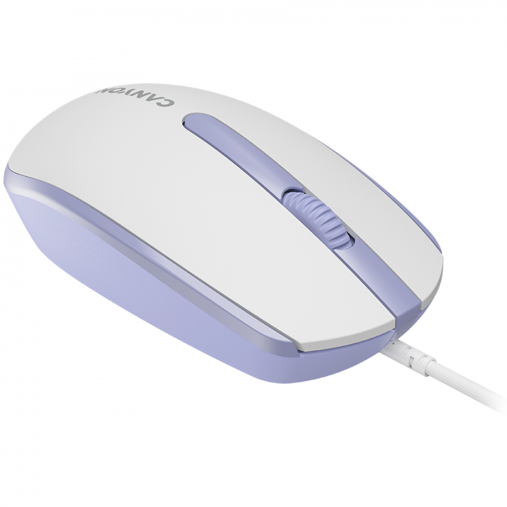 Canyon M-10 Wired Ergonomic Mouse 1000 DPI, White and Lavender