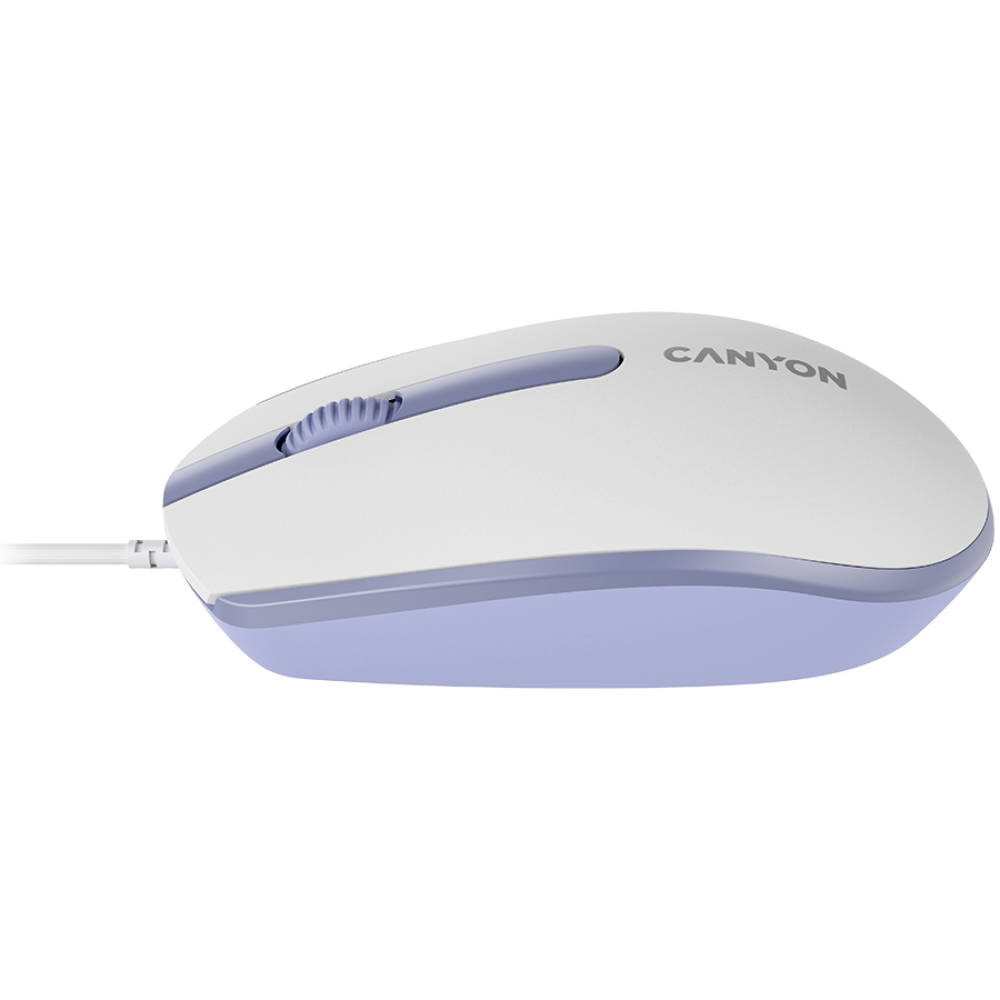 Canyon M-10 Wired Ergonomic Mouse 1000 DPI, White and Lavender