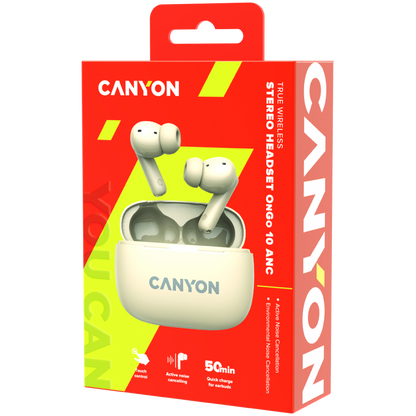 OnGo 10 ANC ENC Wireless In-Ear Headphones Beige