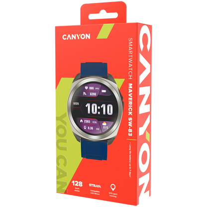 Smartwatch with GPS 1.3" waterproof Canyon SW-83 silver blue