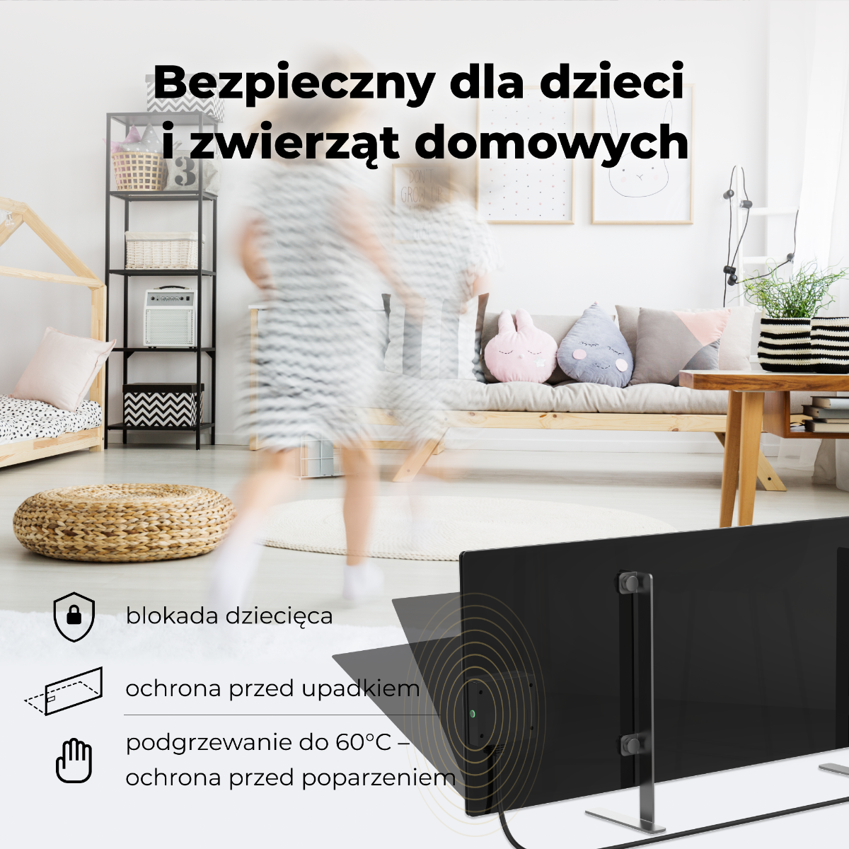 Aeno Smart Infrarot-Heizpaneel 700W slim 1 cm schwarz