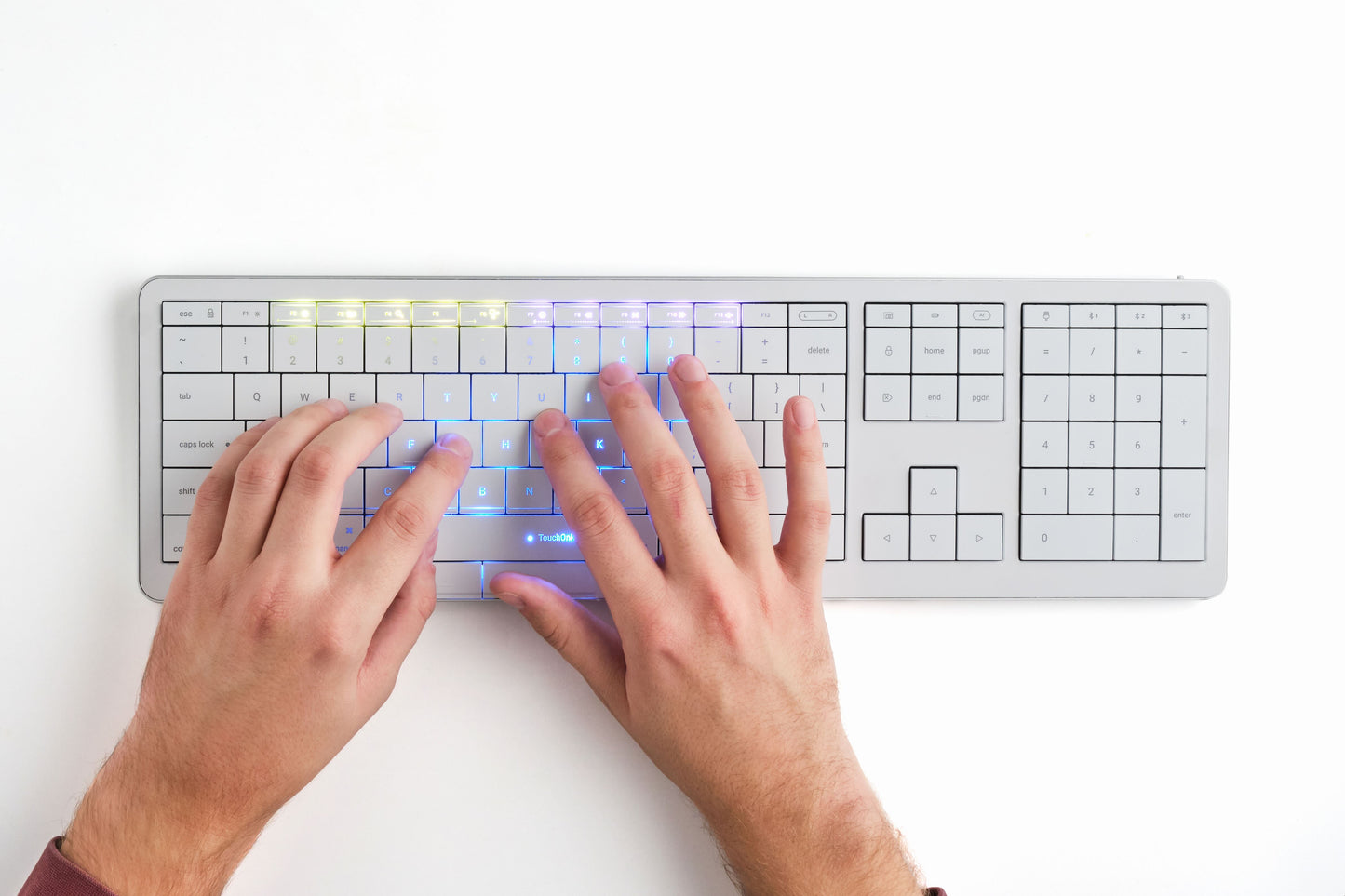CLEVETURA CLVX 1 RGB Touch-Tastatur MacOS Windows Linux Weiß