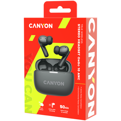 Canyon OnGo 10 ANC ENC In-Ear Noise Cancelling Headphones 10 grey
