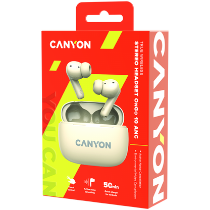 OnGo 10 ANC ENC Wireless In-Ear Headphones Beige