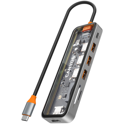 Canyon DS-13 Transparent Portable 7-in-1 USB-C 4K Hub