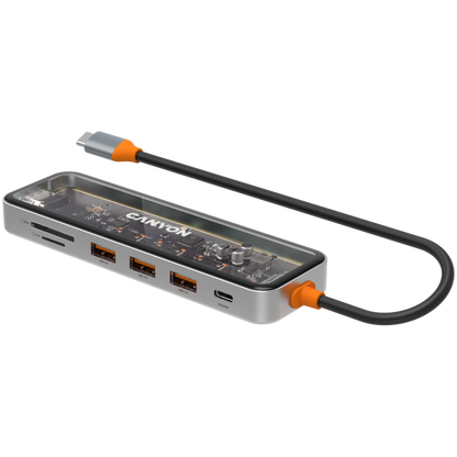 Canyon DS-13 Transparent Portable 7-in-1 USB-C 4K Hub
