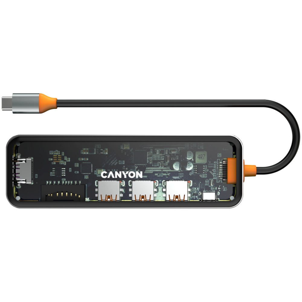 Canyon DS-13 Transparent Portable 7-in-1 USB-C 4K Hub
