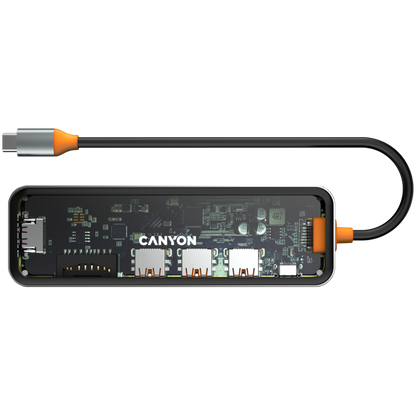 Canyon DS-13 Transparent Portable 7-in-1 USB-C 4K Hub
