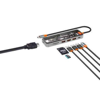 Canyon DS-13 Transparent Portable 7-in-1 USB-C 4K Hub