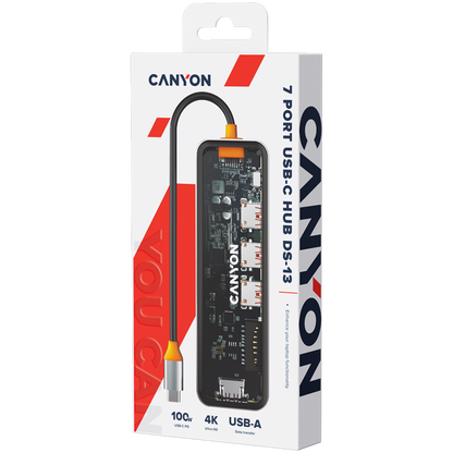 Canyon DS-13 Transparent Portable 7-in-1 USB-C 4K Hub