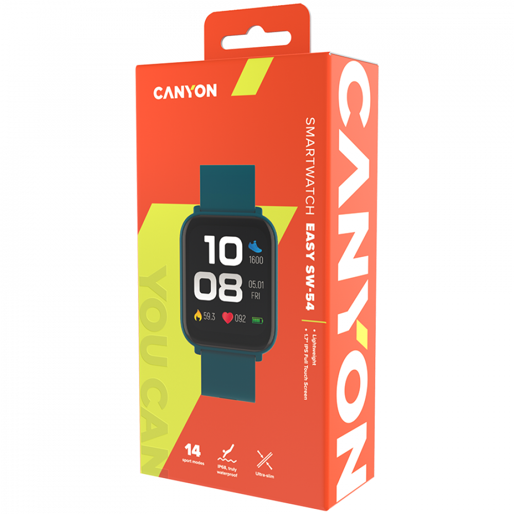 Canyon SW-54 Easy Smartwatch with health features, green
