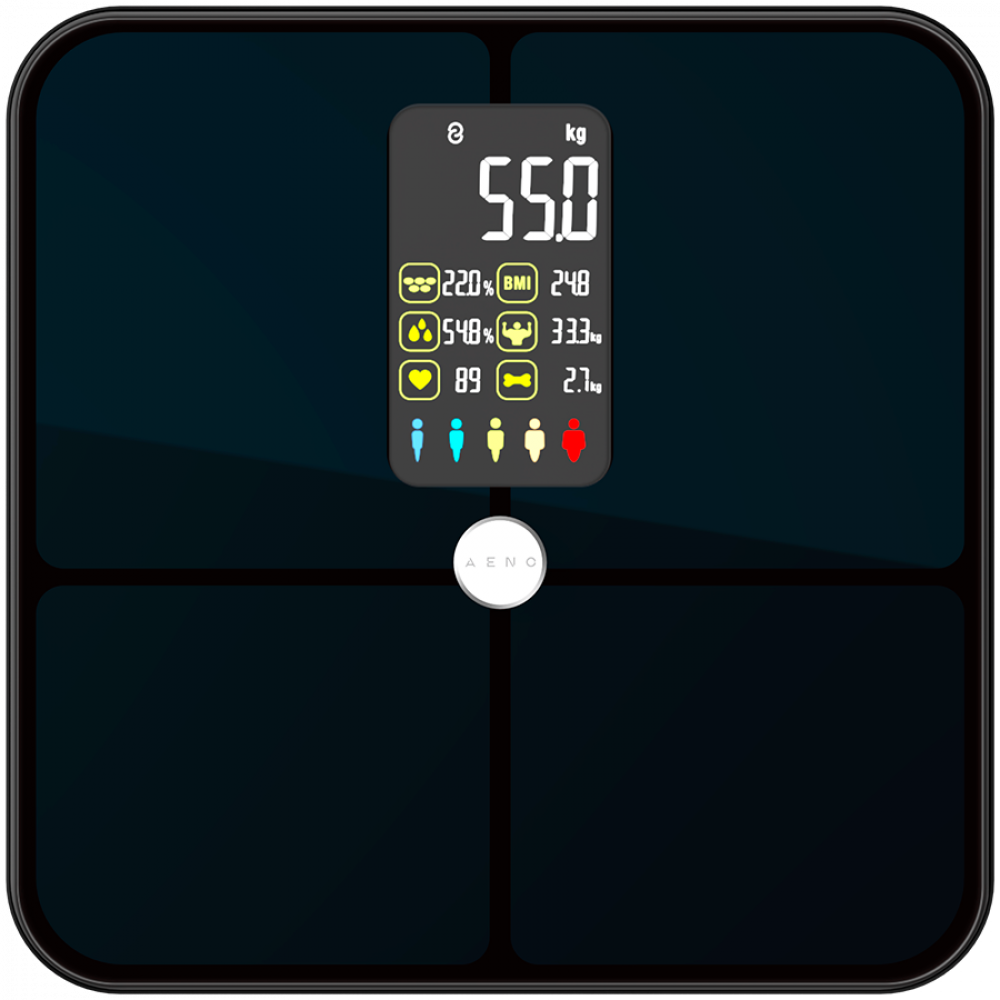 Smart body weight scale 180 kg 16 measurements Aeno BS2S color display