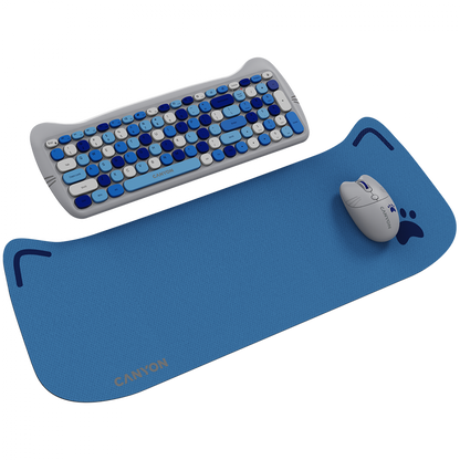 Tastatur-Maus-Set mit Katzenmotiv und Mauspad Canyon HSET-W6 blau