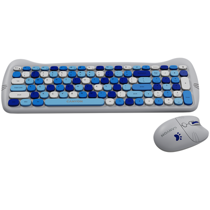 Tastatur-Maus-Set mit Katzenmotiv und Mauspad Canyon HSET-W6 blau