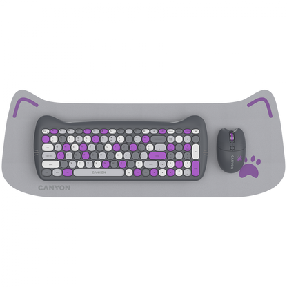 Tastatur-Maus-Set mit Katzenmotiv und Mauspad Canyon HSET W6 grau