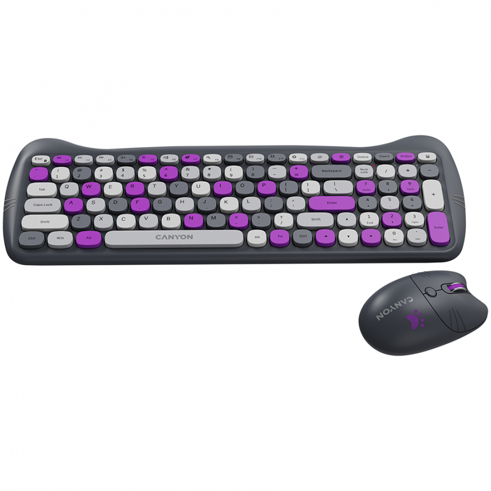 Tastatur-Maus-Set mit Katzenmotiv und Mauspad Canyon HSET W6 grau