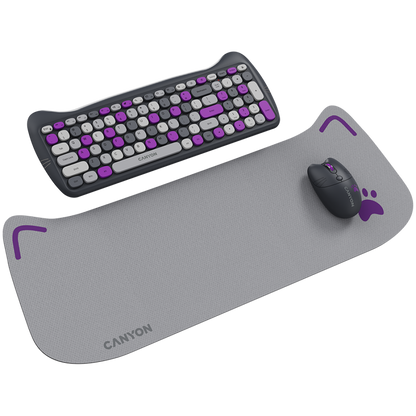 Tastatur-Maus-Set mit Katzenmotiv und Mauspad Canyon HSET W6 grau