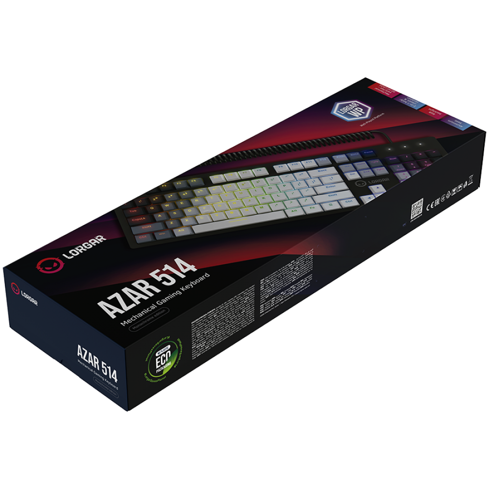 Mechanische RGB-Gamingtastatur Lorgar Azar 514, kabelgebunden, schwarz